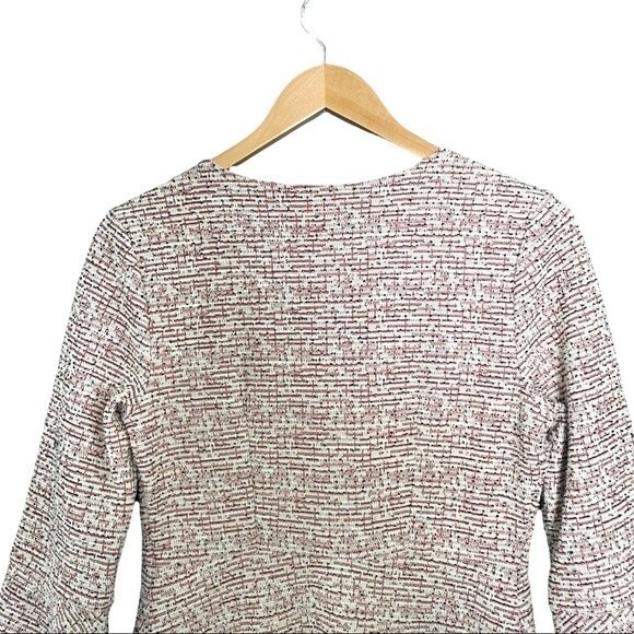 Maeve Dress Tweed Bell Sleeve Retro Sheath Cream & Red Mini Mod Dress Size Small - Picture 6 of 13